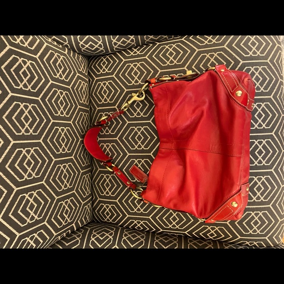 Red leather Coach hobo shoulder bag - perfect condition - Picture 9 of 10